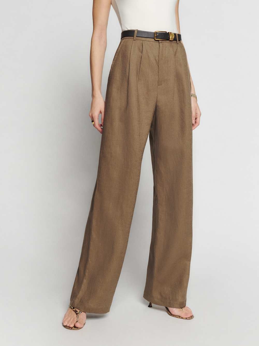 Reformation 100% linen High-Waist Wide-Leg pants